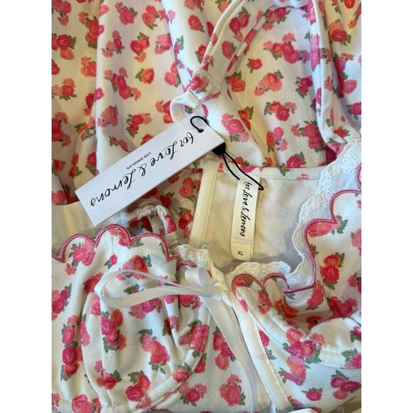 For Love & Lemons NWT Baby Blooms Pink Corset Floral Mini Dress Size XL - Picture 10 of 13